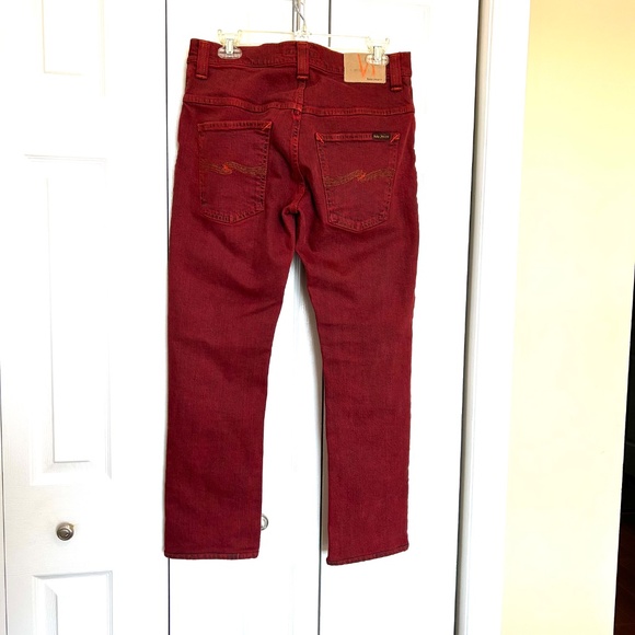 Nudie Jeans Thin Finn Organic Cotton Slim Fit Icon Red Waist Size 31 Unisex - Picture 3 of 14